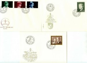 LIECHTENSTEIN Sc#553-557 1974-75 Royalty Complete on Cacheted Unaddr. FDCs