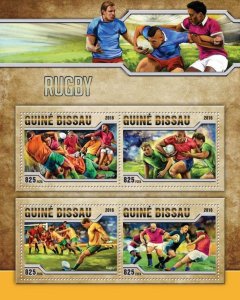 GUINEA BISSAU - 2016 - RUGBY - 4 STAMPS - M/S -