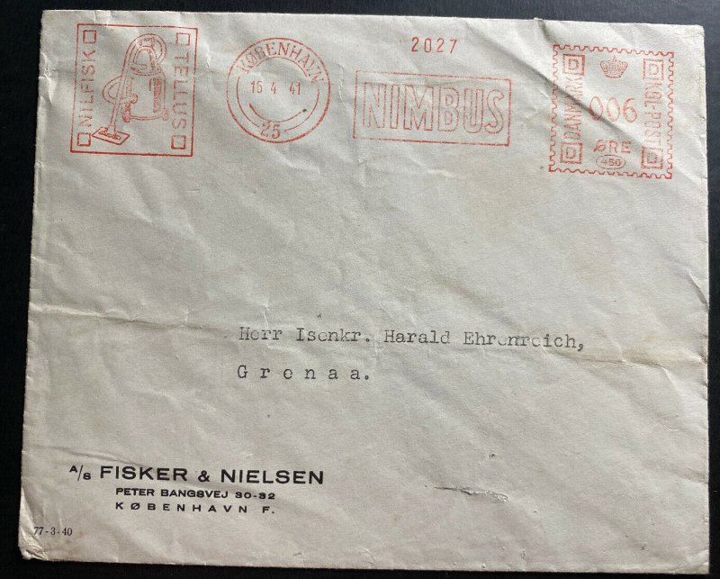 1941 Copenhagen Denmark Meter Cancel Commercial Cover To Grenaa 