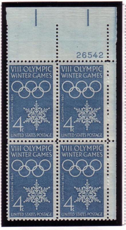 US #1146 Winter Olympics  4c Plate Block of 4 (MNH) CV $1.15