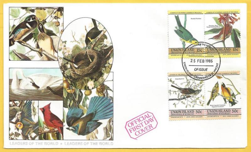 St.Vincent  #186A-B & #187A-B FDC 50c Warbler/Wren & Sparrow/Grosbeck