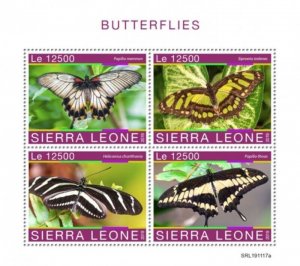 Sierra Leone - 2019 Butterflies on Stamps - 4 Stamp Sheet - SRL191117a