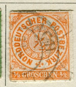 GERMANY; NORTH STATES 1868 early classic fine used 1/2gr. value