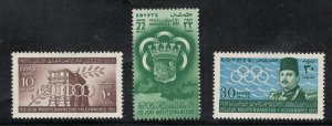 Egypt 1951 1st Mediterranean Games Scott # 292 - 294  MH