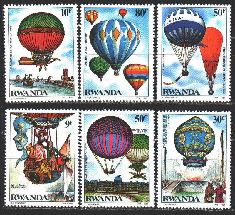 Rwanda. 1984. 1268-73 from the series. Balloons. MNH.