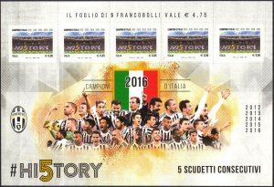 Italy 2016 Football Soccer FC Juventus Turin 5 time Champion Sheet MNH