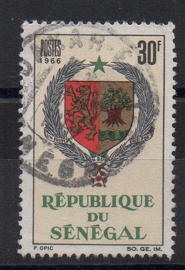 SENEGAL - 1966 - COAT OF ARMS OF SENEGAL - 30F - Used -