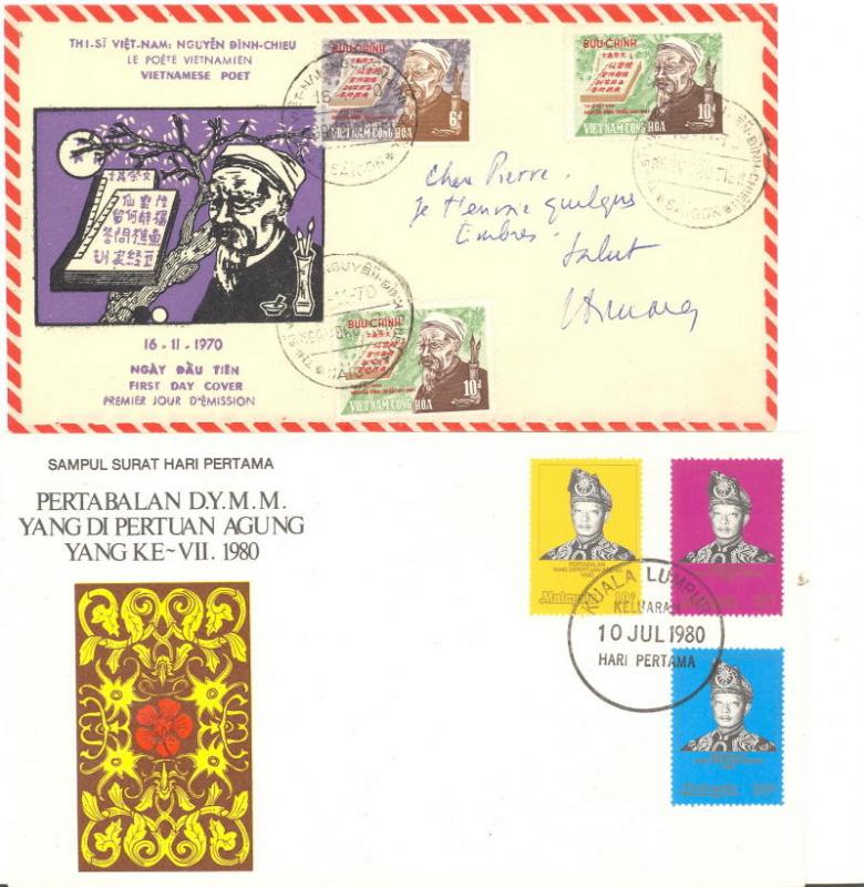 Vietnam  and Malaysia  FDC  VF 