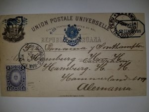 J) 1893 PERU, SUN, POSTCARD, AIRMAIL, CIRCULATED COVER, FROM PERU TO GERMANY