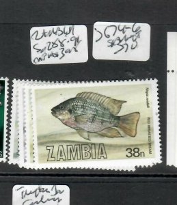 ZAMBIA  (P2904BB) FISH   SET  SC 288-291    MNH 