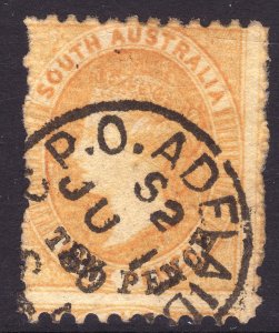 1869 South Australia 10p (black) on 9p QV used SON cancel Sc# 50a CV $57.50