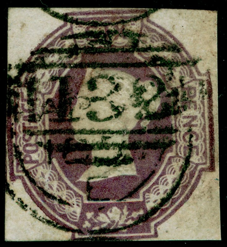 SG59wk, 6d dull lilac, CUT SQUARE, USED. Cat £1000. WMK INV+REV 