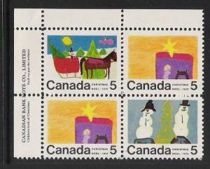 Canada #523a UL Plate Block (4) Christmas 1970 5