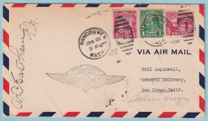 UNITED STATES FIRST FLIGHT COVER - 1930 TO SAN DIEGO CALIFORNIA - CV321