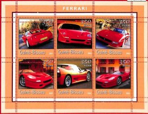 A0779 -  GUINEA-BISSAU - ERROR   MISSPERF SHEET - TRANSPORT  Cars FERRARI  2001