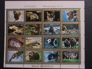 AJMAN  STATE -COLORFUL LOVELY WORLD WILD ANIMALS CTO MINI SHEET VERY FINE