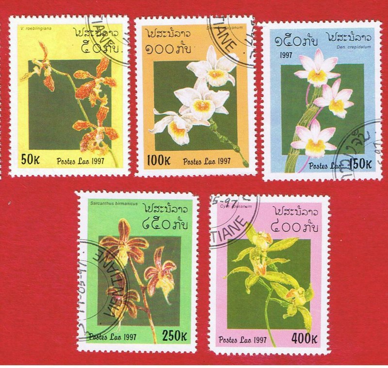 Laos #1322-1326  VF used  Orchids  short set   Free S/H