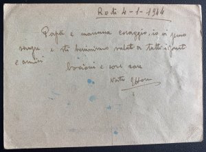 1944 Rodi Greece Military Interment Camp Postcard cover To Lucca Italy