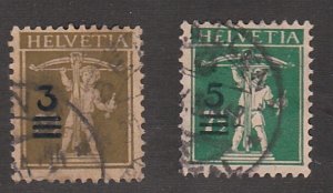 Switzerland # 207-208, Surcharged stamps, Used, 1/3 Cat.