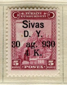 TURKEY; 1930 early Ankara-Sivas Railway fine Mint hinged 4K. value