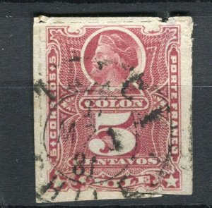 CHILE; 1877-78 classic Columbus rouletted issue used shade of 5c. value