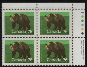 Canada 1988-92 MNH Sc 1178i 76c Grizzly Bear UR Plate block