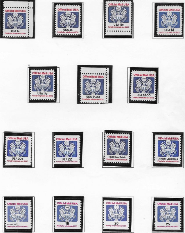 US #O127-O141  1c Official Mail  (MNH) CV $32.00