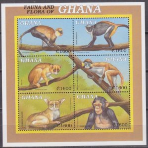 2000 Ghana 3087-92KL Fauna - Monkeys 8,00 €