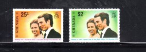 GRENADA #516-517 1973 PRINCESS ANNE WEDDING MINT VF NH O.G