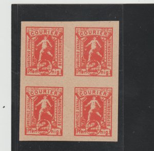 Germany Courier Private Post Bergedorf Stamp Imperf Block of 4 -2 pf in Oran MNH