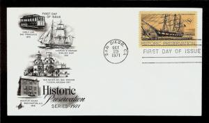 FIRST DAY COVER #1441 Historic Preservation Whaling Ship 8c ARTCRAFT FDC 1971