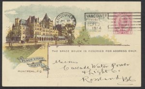 1914 Canada CPR View, #CPR 44B, Place Viger Hotel, CPR Treasurer, Vancouver BC