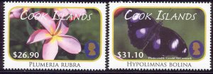 Cook Islands - 2011 MNH set of 2 flower stamps #1388-9 cv 92.50 Lot #265