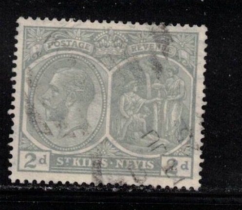 ST KITTS & NEVIS Scott # 42 Used - KGV & Badge Of Colony