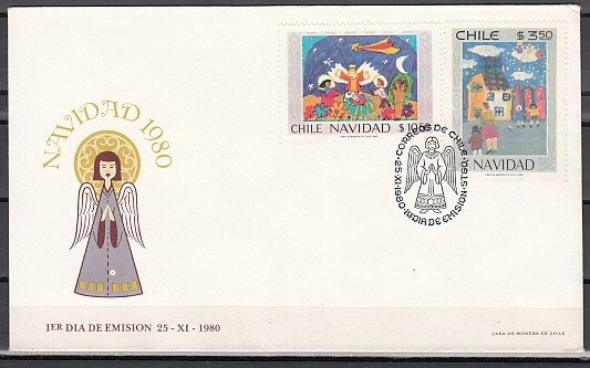 Chile, Scott cat. 579-580. Christmas issue. First Day Cover. ^