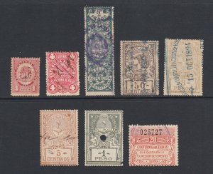 Argentina, 1892-1910 Fiscals, 8 different, couple of small faults, nice group.