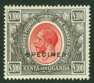 SG 105s KUT 1922-27. £100 red & black, overprinted specimen. A fine fresh...