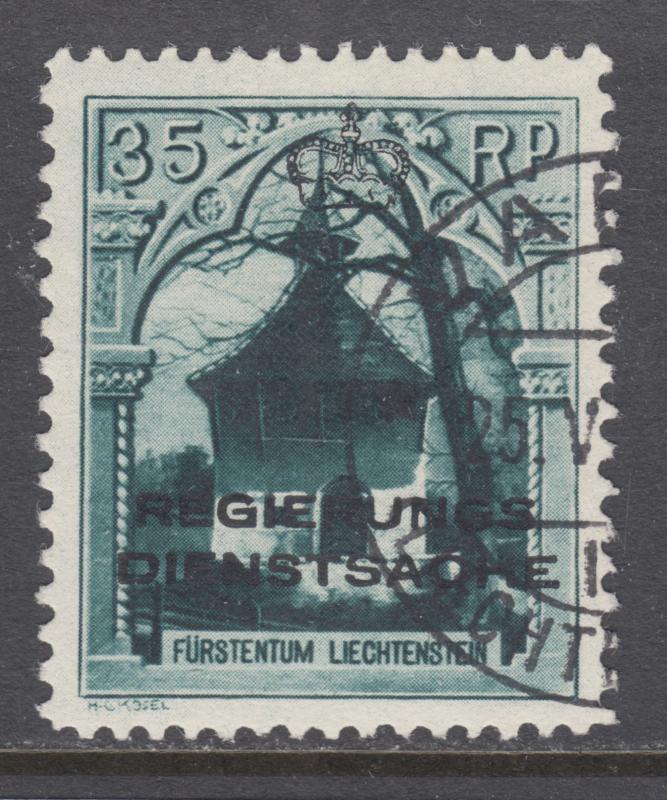 Liechtenstein Sc O5 used. 1932 35rp deep green Official, perf 11½x10½, sound.