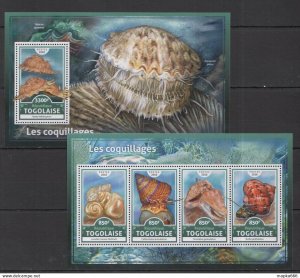 2016 Togo Marine Life Les Coquilles Seashells Shells Kb+Bl ** Tg038