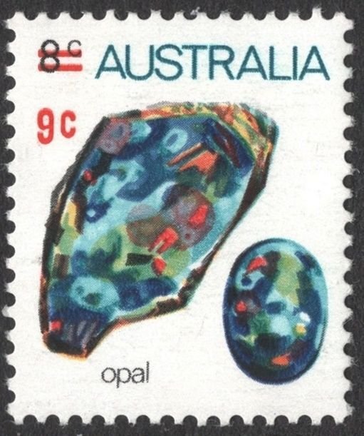 Australia SC#580 9¢ Surcharge on 8¢ Opal (1974) MLH