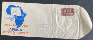 1937 London England All Air Empire Mail Cover To Zanzibar Colony Imperial Airway