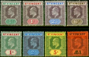 St Vincent 1904-11 Set of 8 SG85-93 Very Fine Lightly Mtd Mint