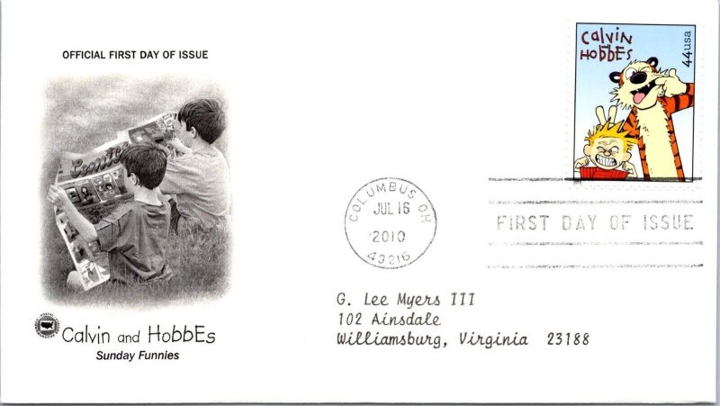 FDC 2010 SC #4467- 4471 Calvin and Hobbes - Columbus, Oh - Single - J3027