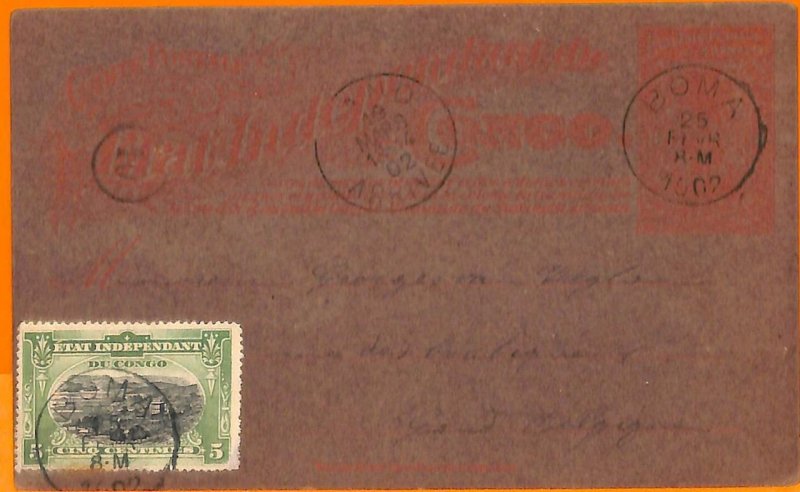 aa0034 - BELGIAN Congo - POSTAL HISTORY - STATIONERY CARD from BOMA 1902-