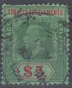 1926 MALAYA STRAITS SETTLEMENT KGV $5 GREEN & RED/GREEN (SG# 240a) USED