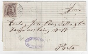 Portugal cover FUNDAO Jan 1883 to PORTO D. Luis 25 Reis Sc#60 YT#59 SG#212 Mf#57