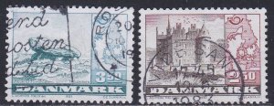 Denmark # 735-736, Castle & Troll Church, Used, 1/2 Cat.