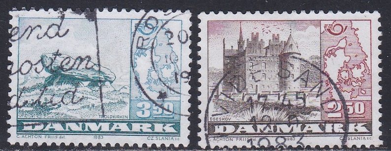 Denmark # 735-736, Castle & Troll Church, Used, 1/2 Cat.