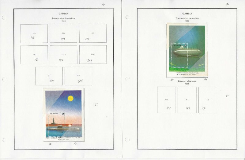 Gambia, Africa Stamp Collection on 15 Steiner Pages, 1986-90 Mint NH Sets, JFZ