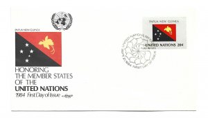 United Nations #434 Flag Series 1984, Papua New Guinea Artmaster  FDC